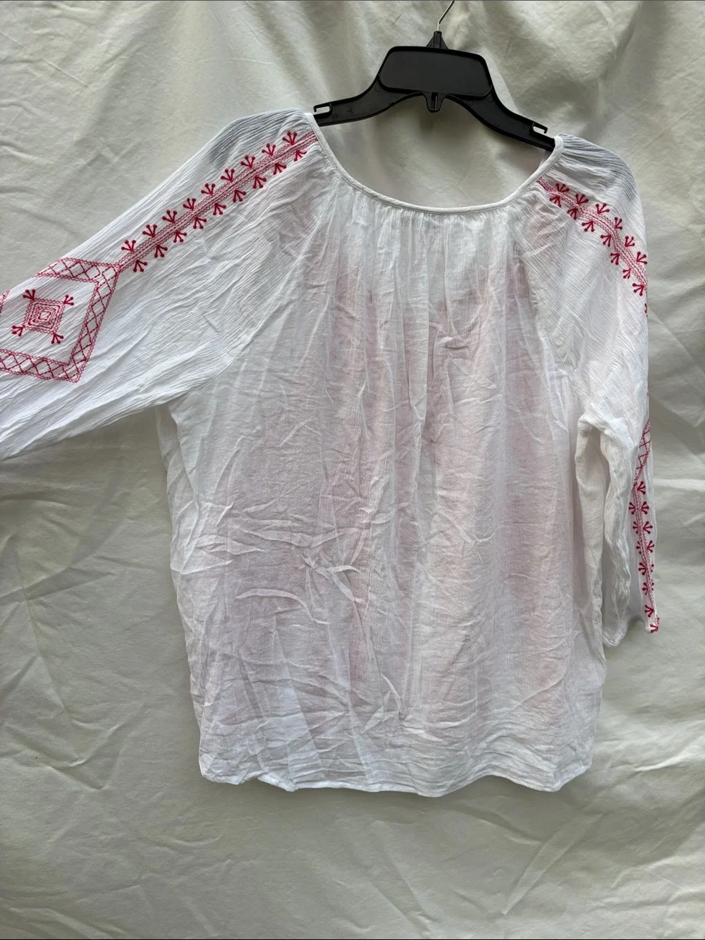 J. Jill White Peasant Tunic with Red Embroidery - Picture 10 of 14